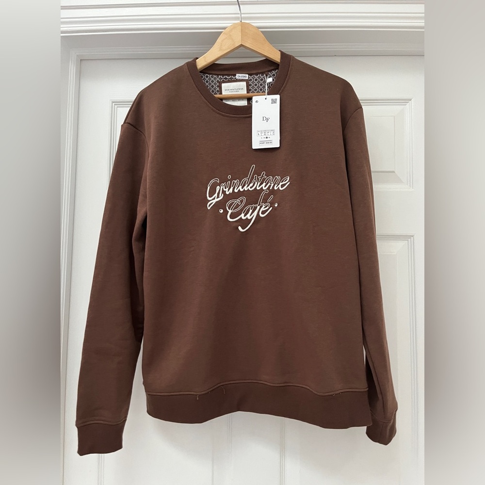 NWT Denim & Flower Brown Sweatshirt Casual Crewneck